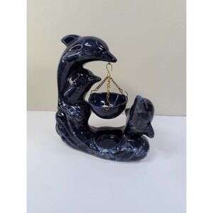 Ceramic Blue Marbled Dolphin Tealight Wax Warmer